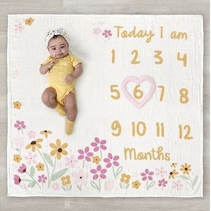 Gerber Milestone Blanket | 2-piece | Yellow Princess Flowers